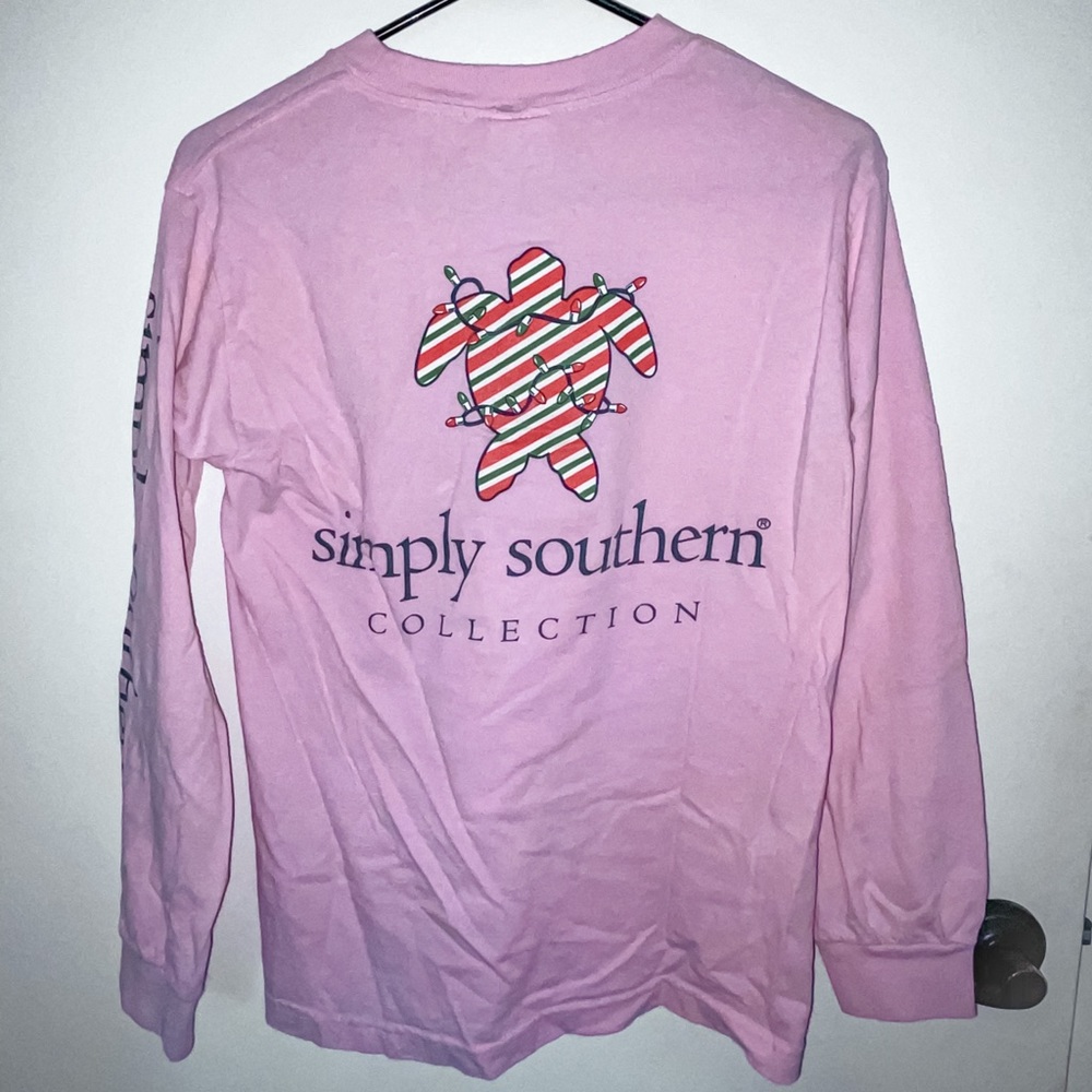 SIMPLY SOUTHERN pink Christmas turtle long sleeve